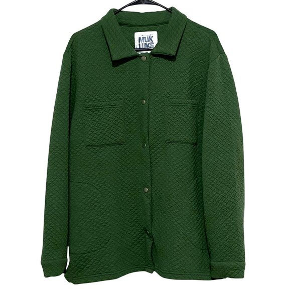 Muk Luks Quilted Womens Shacket M Green Preppy Earthy Forest Fall Autumn - Picture 1 of 6